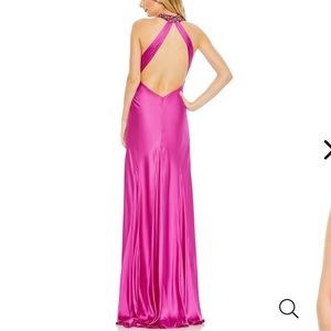 NWT Mac Duggal Beaded Halter Keyhole Gown 12